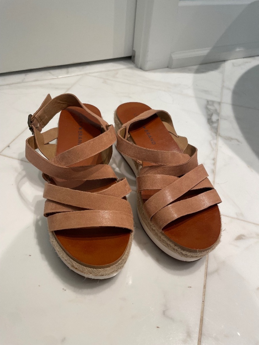 Lucky Brand tan platform sandals